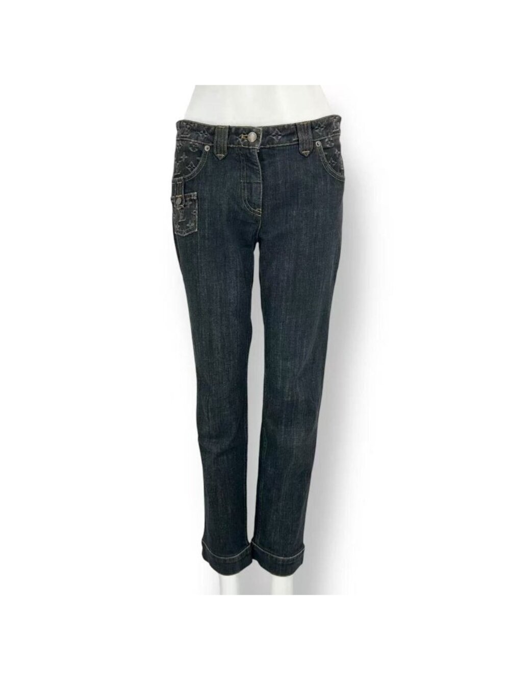 Louis Vuitton Monogram Denim Pants Black 34